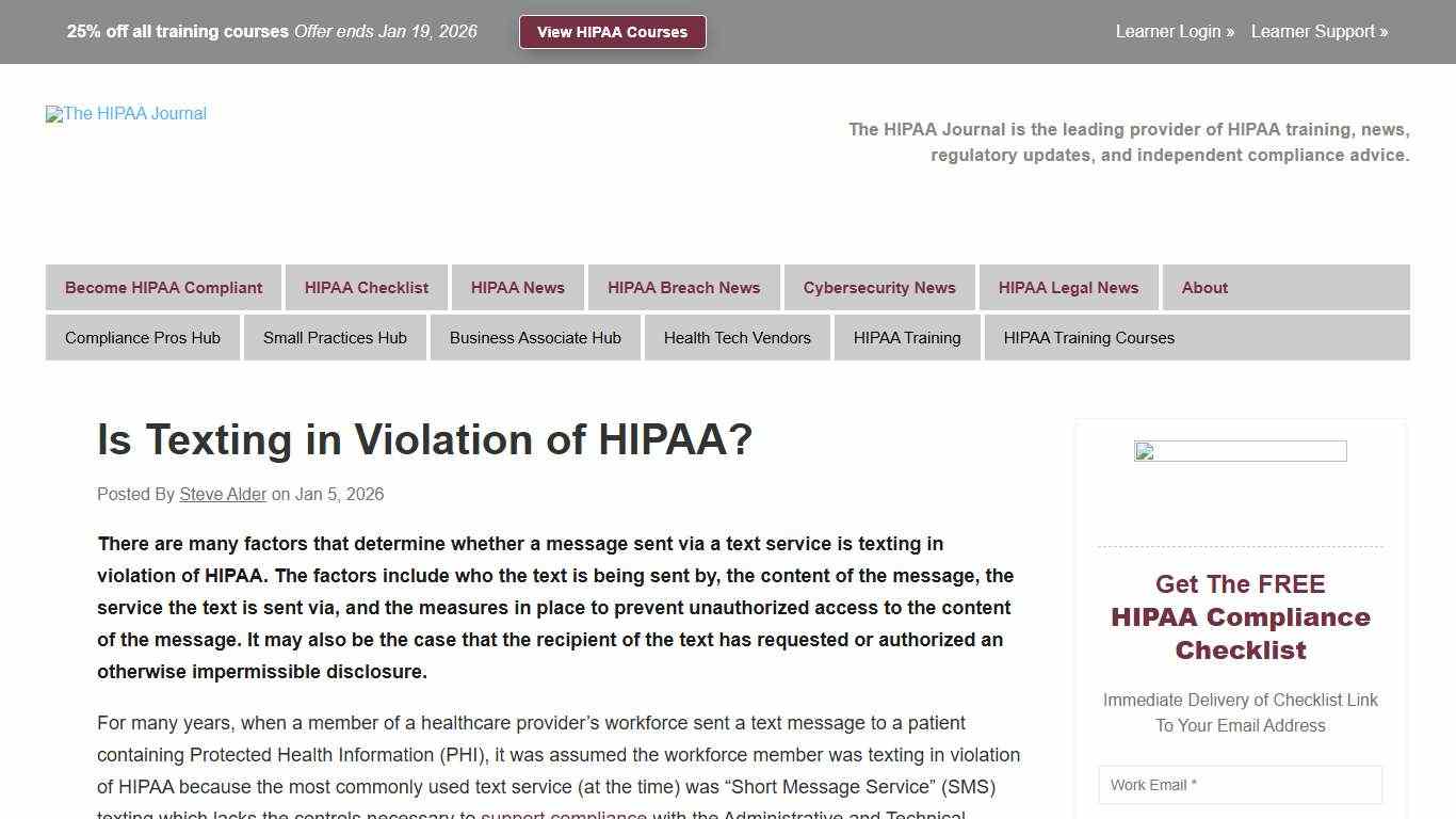Is Texting in Violation of HIPAA? 2026 Update